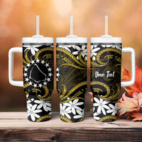 Personalised Cook Islands Manihiki Tumbler With Handle Tiare Maori Polynesian Waves Tattoo LT14 - Polynesian Pride