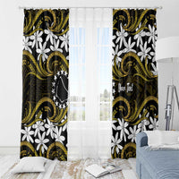 Personalised Cook Islands Manihiki Window Curtain Tiare Maori Polynesian Waves Tattoo LT14 - Polynesian Pride