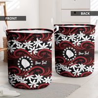 Personalised Cook Islands Atiu Enuamanu Laundry Basket Tiare Maori Polynesian Waves Tattoo LT14 - Polynesian Pride