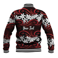 Personalised Cook Islands Atiu Enuamanu Baseball Jacket Tiare Maori Polynesian Waves Tattoo LT14 - Polynesian Pride