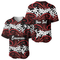 Personalised Cook Islands Atiu Enuamanu Baseball Jersey Tiare Maori Polynesian Waves Tattoo LT14 - Polynesian Pride