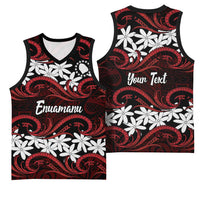 Personalised Cook Islands Atiu Enuamanu Basketball Jersey Tiare Maori Polynesian Waves Tattoo LT14 - Polynesian Pride
