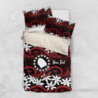 Personalised Cook Islands Atiu Enuamanu Bedding Set Tiare Maori Polynesian Waves Tattoo LT14 US Twin 172cm x 218cm Red - Polynesian Pride