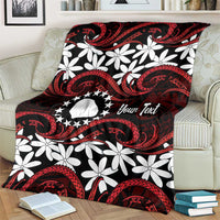 Personalised Cook Islands Atiu Enuamanu Blanket Tiare Maori Polynesian Waves Tattoo LT14 - Polynesian Pride