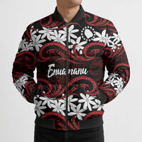 Personalised Cook Islands Atiu Enuamanu Bomber Puffer Jacket Tiare Maori Polynesian Waves Tattoo LT14 - Polynesian Pride
