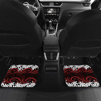 Personalised Cook Islands Atiu Enuamanu Car Mats Tiare Maori Polynesian Waves Tattoo LT14 Set 2pcs - Back Red - Polynesian Pride