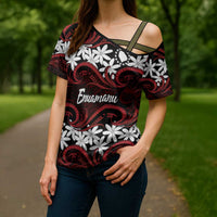 Personalised Cook Islands Atiu Enuamanu Cross Shoulder Shirt Tiare Maori Polynesian Waves Tattoo LT14 - Polynesian Pride