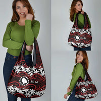 Personalised Cook Islands Atiu Enuamanu Grocery Bag Tiare Maori Polynesian Waves Tattoo LT14 - Polynesian Pride