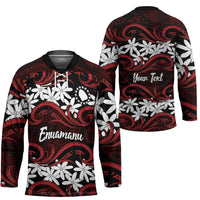 Personalised Cook Islands Atiu Enuamanu Hockey Jersey Tiare Maori Polynesian Waves Tattoo LT14 - Polynesian Pride