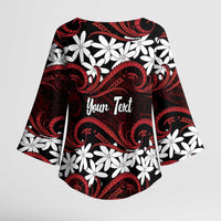 Personalised Cook Islands Atiu Enuamanu Kimono Sleeve Blouse Tiare Maori Polynesian Waves Tattoo LT14 - Polynesian Pride