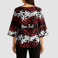 Personalised Cook Islands Atiu Enuamanu Kimono Sleeve Blouse Tiare Maori Polynesian Waves Tattoo LT14 - Polynesian Pride