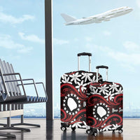 Personalised Cook Islands Atiu Enuamanu Luggage Cover Tiare Maori Polynesian Waves Tattoo LT14 - Polynesian Pride