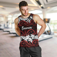 Personalised Cook Islands Atiu Enuamanu Men Tank Top Tiare Maori Polynesian Waves Tattoo LT14 Red - Polynesian Pride