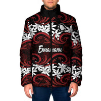 Personalised Cook Islands Atiu Enuamanu Padded Jacket Tiare Maori Polynesian Waves Tattoo LT14 Men Red - Polynesian Pride