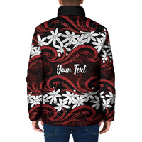 Personalised Cook Islands Atiu Enuamanu Padded Jacket Tiare Maori Polynesian Waves Tattoo LT14 - Polynesian Pride