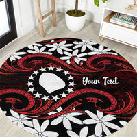 Personalised Cook Islands Atiu Enuamanu Round Carpet Tiare Maori Polynesian Waves Tattoo LT14 Red - Polynesian Pride