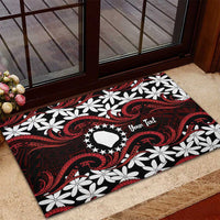 Personalised Cook Islands Atiu Enuamanu Rubber Doormat Tiare Maori Polynesian Waves Tattoo LT14 - Polynesian Pride