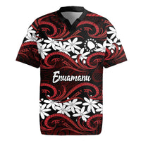 Personalised Cook Islands Atiu Enuamanu Rugby Jersey Tiare Maori Polynesian Waves Tattoo LT14 Red - Polynesian Pride