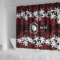 Personalised Cook Islands Atiu Enuamanu Shower Curtain Tiare Maori Polynesian Waves Tattoo LT14 - Polynesian Pride