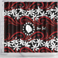 Personalised Cook Islands Atiu Enuamanu Shower Curtain Tiare Maori Polynesian Waves Tattoo LT14 - Polynesian Pride