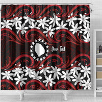 Personalised Cook Islands Atiu Enuamanu Shower Curtain Tiare Maori Polynesian Waves Tattoo LT14 - Polynesian Pride