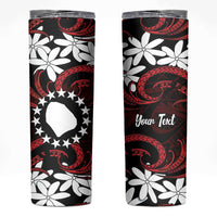 Personalised Cook Islands Atiu Enuamanu Skinny Tumbler Tiare Maori Polynesian Waves Tattoo