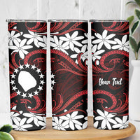 Personalised Cook Islands Atiu Enuamanu Skinny Tumbler Tiare Maori Polynesian Waves Tattoo