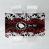 Personalised Cook Islands Atiu Enuamanu Tablecloth Tiare Maori Polynesian Waves Tattoo LT14 Red - Polynesian Pride