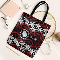 Personalised Cook Islands Atiu Enuamanu Tote Bag Tiare Maori Polynesian Waves Tattoo LT14 Black Strap One Size Red - Polynesian Pride