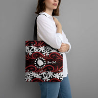 Personalised Cook Islands Atiu Enuamanu Tote Bag Tiare Maori Polynesian Waves Tattoo LT14 - Polynesian Pride