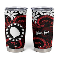Personalised Cook Islands Atiu Enuamanu Tumbler Cup Tiare Maori Polynesian Waves Tattoo