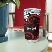 Personalised Cook Islands Atiu Enuamanu Tumbler Cup Tiare Maori Polynesian Waves Tattoo