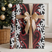 Personalised Cook Islands Atiu Enuamanu Wrapping Paper Tiare Maori Polynesian Waves Tattoo LT14 - Polynesian Pride