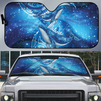 New Zealand Humpback Whale Matariki Auto Sun Shade Maori New Year Taniko Niho Taniwha LT14 Blue - Polynesian Pride