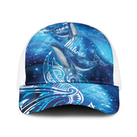 New Zealand Humpback Whale Matariki Baseball Net Cap Maori New Year Taniko Niho Taniwha LT14 One Size White Blue - Polynesian Pride