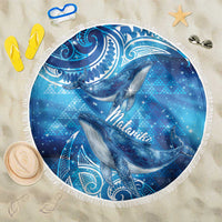 New Zealand Humpback Whale Matariki Beach Blanket Maori New Year Taniko Niho Taniwha LT14 One Size 150cm Blue - Polynesian Pride