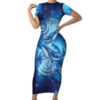 New Zealand Humpback Whale Matariki Family Matching Short Sleeve Bodycon Dress and Hawaiian Shirt Maori New Year Taniko Niho Taniwha
