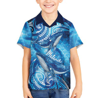 New Zealand Humpback Whale Matariki Family Matching Short Sleeve Bodycon Dress and Hawaiian Shirt Maori New Year Taniko Niho Taniwha
