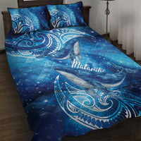 New Zealand Humpback Whale Matariki Quilt Bed Set Maori New Year Taniko Niho Taniwha LT14 Blue - Polynesian Pride