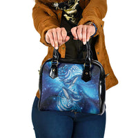 New Zealand Humpback Whale Matariki Shoulder Handbag Maori New Year Taniko Niho Taniwha LT14 One Size Blue - Polynesian Pride
