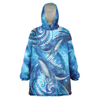 New Zealand Humpback Whale Matariki Wearable Blanket Hoodie Maori New Year Taniko Niho Taniwha
