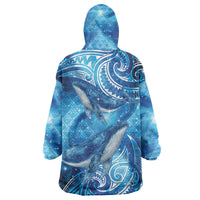 New Zealand Humpback Whale Matariki Wearable Blanket Hoodie Maori New Year Taniko Niho Taniwha