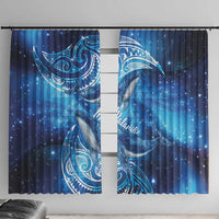 New Zealand Humpback Whale Matariki Window Curtain Maori New Year Taniko Niho Taniwha LT14 With Hooks Blue - Polynesian Pride