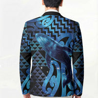 Humpback Whale Matariki New Zealand Blazer NZ Maori Paikea Poutama Luxury Blue LT14 - Polynesian Pride