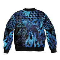 Humpback Whale Matariki New Zealand Bomber Jacket NZ Maori Paikea Poutama Luxury Blue LT14 - Polynesian Pride