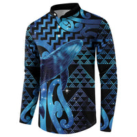 Humpback Whale Matariki New Zealand Button Sweatshirt NZ Maori Paikea Poutama Luxury Blue LT14 - Polynesian Pride
