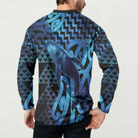 Humpback Whale Matariki New Zealand Button Sweatshirt NZ Maori Paikea Poutama Luxury Blue LT14 - Polynesian Pride