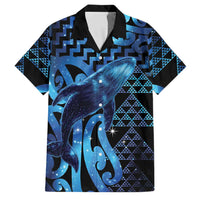 Humpback Whale Matariki New Zealand Family Matching Off The Shoulder Long Sleeve Dress and Hawaiian Shirt NZ Maori Paikea Poutama Luxury Blue