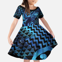 Humpback Whale Matariki New Zealand Family Matching Off Shoulder Maxi Dress and Hawaiian Shirt NZ Maori Paikea Poutama Luxury Blue