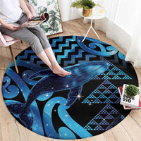 Humpback Whale Matariki New Zealand Round Carpet NZ Maori Paikea Poutama Luxury Blue LT14 - Polynesian Pride